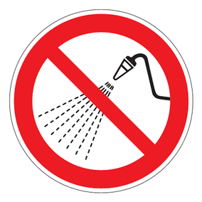 Verbotszeichen - Mit Wasser spritzen verboten - Verbotsschild
