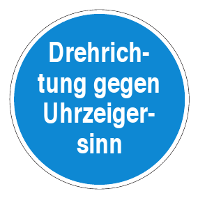 Gebotszeichen - Drehrichtung gegen Uhrzeigersinn - Gebotsschild - Sicherheitszeichen