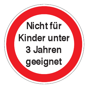Verbotszeichen - Nicht für Kinder unter drei Jahren geeignet - Verbotsschild - Sicherheitszeichen