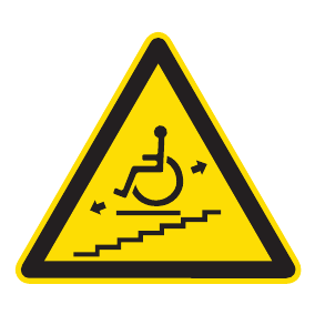 Warnaufkleber - Warnung vor Treppenaufzug für Behinderte - Warnzeichen