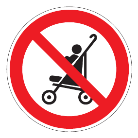 Verbotszeichen - Kinderwagen auf Rolltreppe verboten - Verbotsschild - Sicherheitszeichen