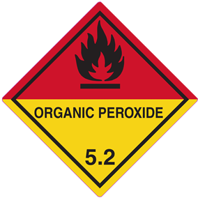 Gefahrgutaufkleber Organische Peroxide mit Text