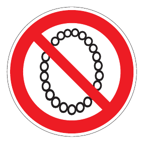 Verbotszeichen - Bedienung mit Halskette verboten - Verbotsschild - Sicherheitszeichen
