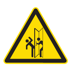 Warnaufkleber - Warnung vor Türen deren Schwenkbereich im Verkehrsweg - Warnzeichen