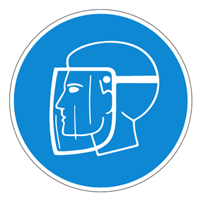 Gebotszeichen - Gesichtsschutz benutzen - Gebotsschild - Sicherheitszeichen