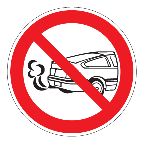 Verbotszeichen - Motor abstellen, Vergiftungsgefahr! - Verbotsschild - Sicherheitszeichen