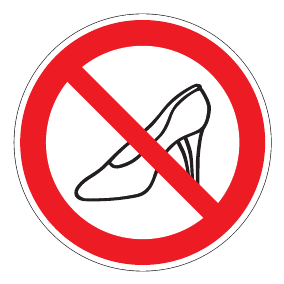 Verbotszeichen - Betreten verboten für Träger von Schuhen mit spitzem Absatz - Verbotsschild - Sicherheitszeichen