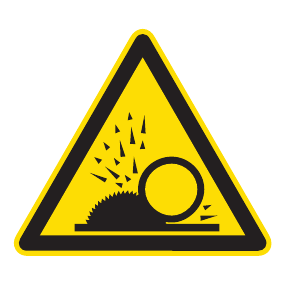 Warnaufkleber - Warnung vor wegfliegenden Spänen mit hoher mechanischer Energie - Warnzeichen