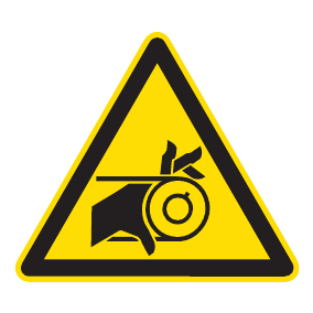 Warnaufkleber - Warnung vor Handverletzung durch Riemenantrieb - Warnzeichen