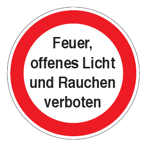 Verbotszeichen - Feuer, offenes Licht und Rauchen verboten - Verbotsschild - Sicherheitszeichen